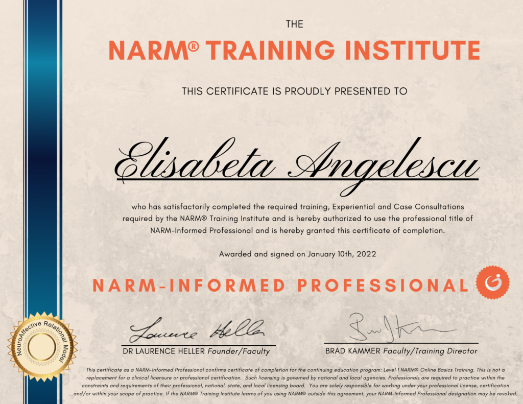 NARM Certificate AngelescuElisabeta